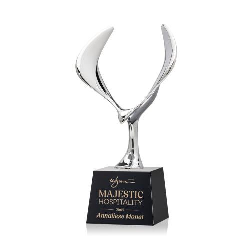 Awards and Trophies - Crystal Awards - Maverick Eagle Black on Robson Base Animals Crystal Award