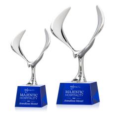 Maverick Eagle Blue on Robson Base Animals Crystal Award - Colored Crystal Awards