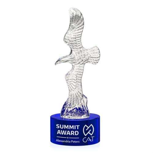 Awards and Trophies - Crystal Awards - Staffordshire Eagle on Marvel Base - Blue
