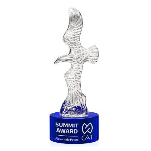 Awards and Trophies - Crystal Awards - Staffordshire Eagle on Marvel Base - Blue