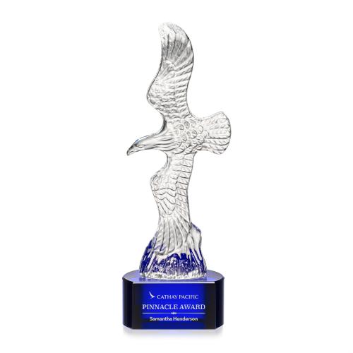 Awards and Trophies - Crystal Awards - Staffordshire Eagle on Paragon Base - Blue