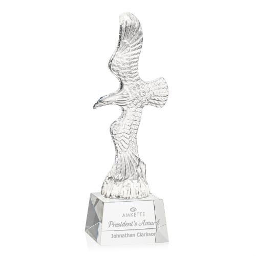 Awards and Trophies - Crystal Awards - Staffordshire Eagle on Robson Base  - Clear