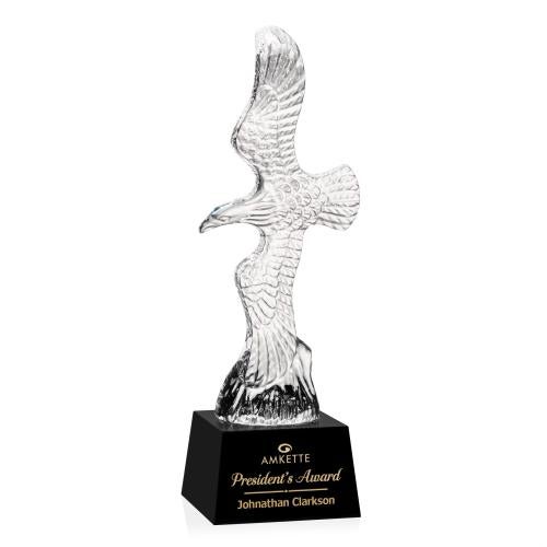 Awards and Trophies - Crystal Awards - Staffordshire Eagle on Robson Base - Black