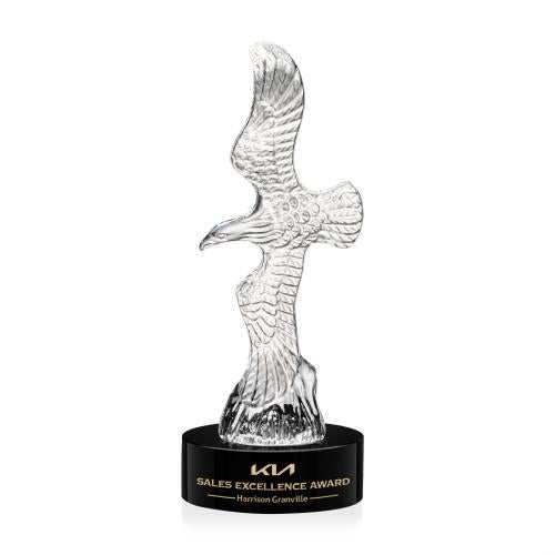 Awards and Trophies - Crystal Awards - Staffordshire Eagle on Stanrich Base - Black