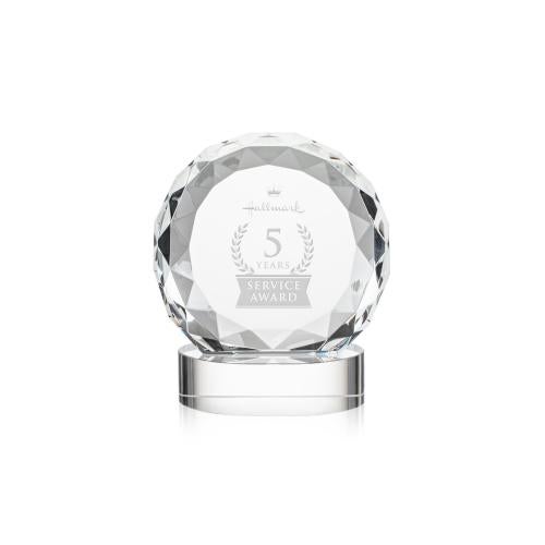 Awards and Trophies - Crystal Awards - Seville Clear on Alberton Base Circle Crystal Award