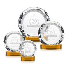 Seville Amber on Alberton Base Circle Crystal Award - Awards and Trophies