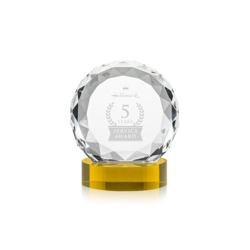 Awards and Trophies - Crystal Awards - Seville Gold on Alberton Base Circle Crystal Award