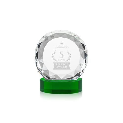 Awards and Trophies - Crystal Awards - Seville Green on Alberton Base Circle Crystal Award