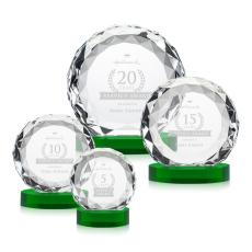 Seville Green on Alberton Base Circle Crystal Award - Colored Crystal Awards