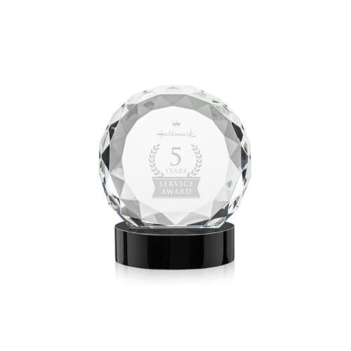 Awards and Trophies - Crystal Awards - Seville Black on Alberton Base Circle Crystal Award