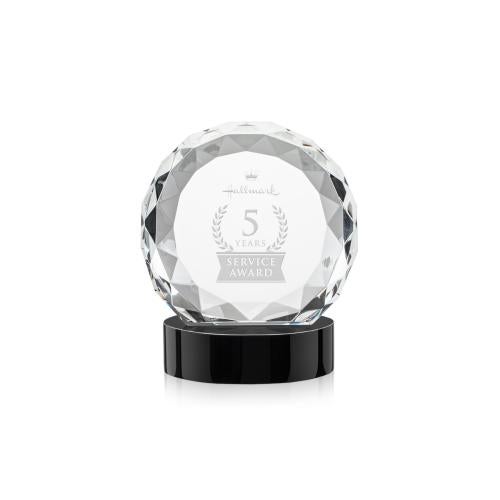 Awards and Trophies - Crystal Awards - Seville Black on Alberton Base Circle Crystal Award