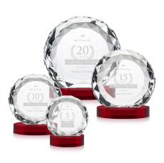 Seville Red on Alberton Base Circle Crystal Award - Crystal Awards
