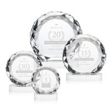 Seville White on Alberton Base Circle Crystal Award - Diamond Awards