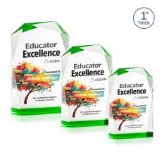 Donvale Full Color Green  Unique Crystal Award - Colored Crystal Awards