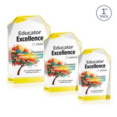 Donvale Full Color Gold Unique Crystal Award - Full Color Imprint