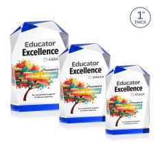 Donvale Full Color Blue Unique Crystal Award - Full Color Imprint