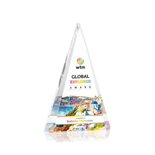 Awards and Trophies - Crystal Awards - Helston Full Color Clear Pyramid Crystal Award