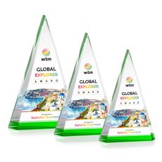 Helston Full Color Green Pyramid Crystal Award - Awards and Trophies