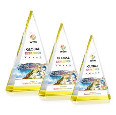 Helston Full Color Gold Pyramid Crystal Award - Awards and Trophies
