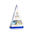 Helston Full Color Blue Pyramid Crystal Award