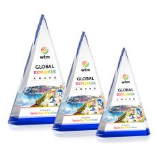 Helston Full Color Blue Pyramid Crystal Award - Awards and Trophies