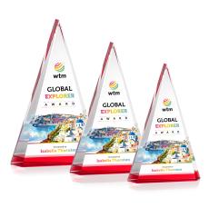 Helston Full Color Red Pyramid Crystal Award - Awards and Trophies