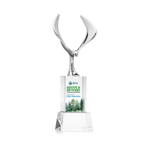 Awards and Trophies - Crystal Awards - Maverick Eagle Full Color Clear on Belcroft Base Animals Crystal Award