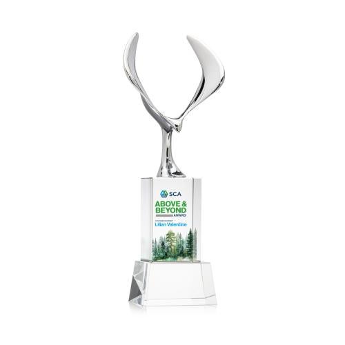 Awards and Trophies - Crystal Awards - Maverick Eagle Full Color Clear on Belcroft Base Animals Crystal Award