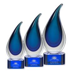 Employee Gifts - Delray Blue on Paragon Base Flame Glass Award