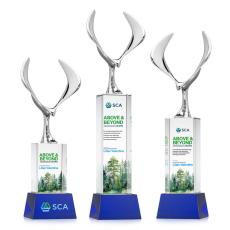 Maverick Eagle Full Color Blue on Belcroft Base Animals Crystal Award - Colored Crystal Awards