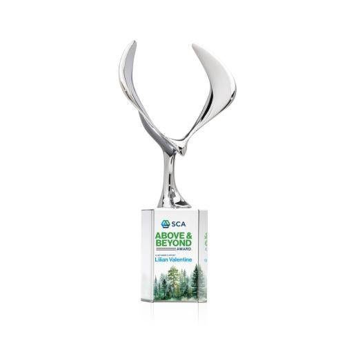 Awards and Trophies - Crystal Awards - Maverick Eagle Full Color Clear on Dakota Base Animals Crystal Award