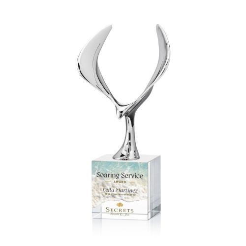 Awards and Trophies - Crystal Awards - Maverick Eagle Full Color Clear on Granby Base Animals Crystal Award