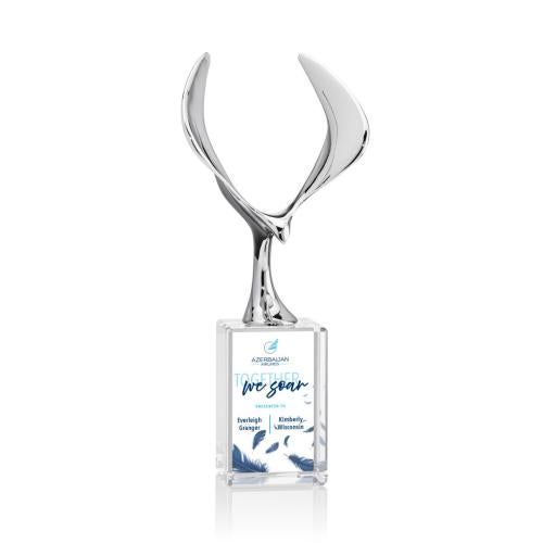 Awards and Trophies - Crystal Awards - Maverick Eagle Full Color Clear on Lexington Base Animals Crystal Award