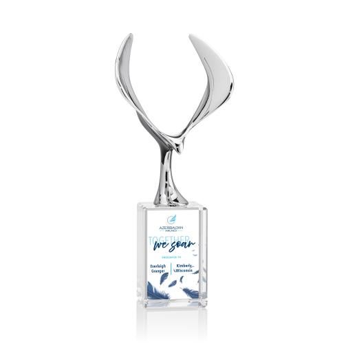 Awards and Trophies - Crystal Awards - Maverick Eagle Full Color Clear on Lexington Base Animals Crystal Award