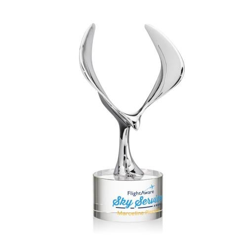Awards and Trophies - Crystal Awards - Maverick Eagle Full Color Clear on Marvel Base Animals Crystal Award