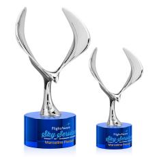 Maverick Eagle Full Color Blue on Marvel Base Animals Crystal Award - Colored Crystal Awards