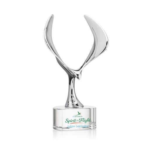 Awards and Trophies - Crystal Awards - Maverick Eagle Full Color Clear on Paragon Base Animals Crystal Award