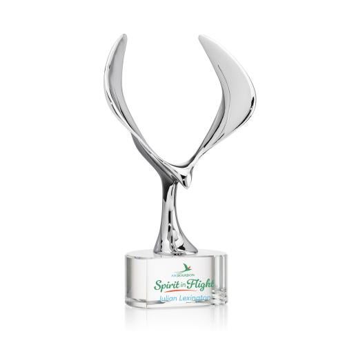 Awards and Trophies - Crystal Awards - Maverick Eagle Full Color Clear on Paragon Base Animals Crystal Award