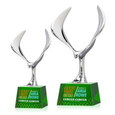 Maverick Eagle Full Color Green on Robson Base Animals Crystal Award - Patriotic Awards