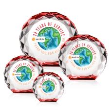 Seville Full Color Red Circle Crystal Award - Full Color Imprint