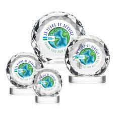 Seville Full Color Clear on Alberton Base Circle Crystal Award - Full Color Imprint