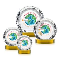 Seville Full Color Gold on Alberton Base Circle Crystal Award - Diamond Awards