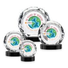 Seville Full Color Black on Alberton Base Circle Crystal Award - Diamond Awards
