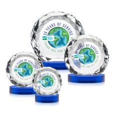 Seville Full Color Blue on Alberton Base Circle Crystal Award - Full Color Imprint