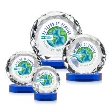 Seville Full Color Blue on Alberton Base Circle Crystal Award - Colored Crystal Awards