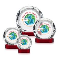 Seville Full Color Red on Alberton Base Circle Crystal Award - Colored Crystal Awards