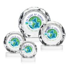 Seville Full Color White on Alberton Base Circle Crystal Award - Awards and Trophies