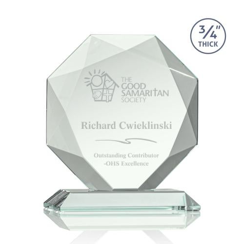 Awards and Trophies - Crystal Awards - Glass Awards - Bradford Jade Polygon Glass Award
