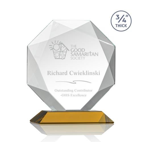 Awards and Trophies - Crystal Awards - Bradford Amber Crystal Award