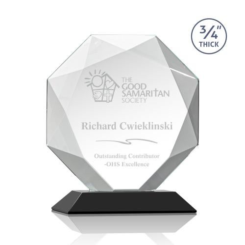 Awards and Trophies - Crystal Awards - Bradford Black Polygon Crystal Award
